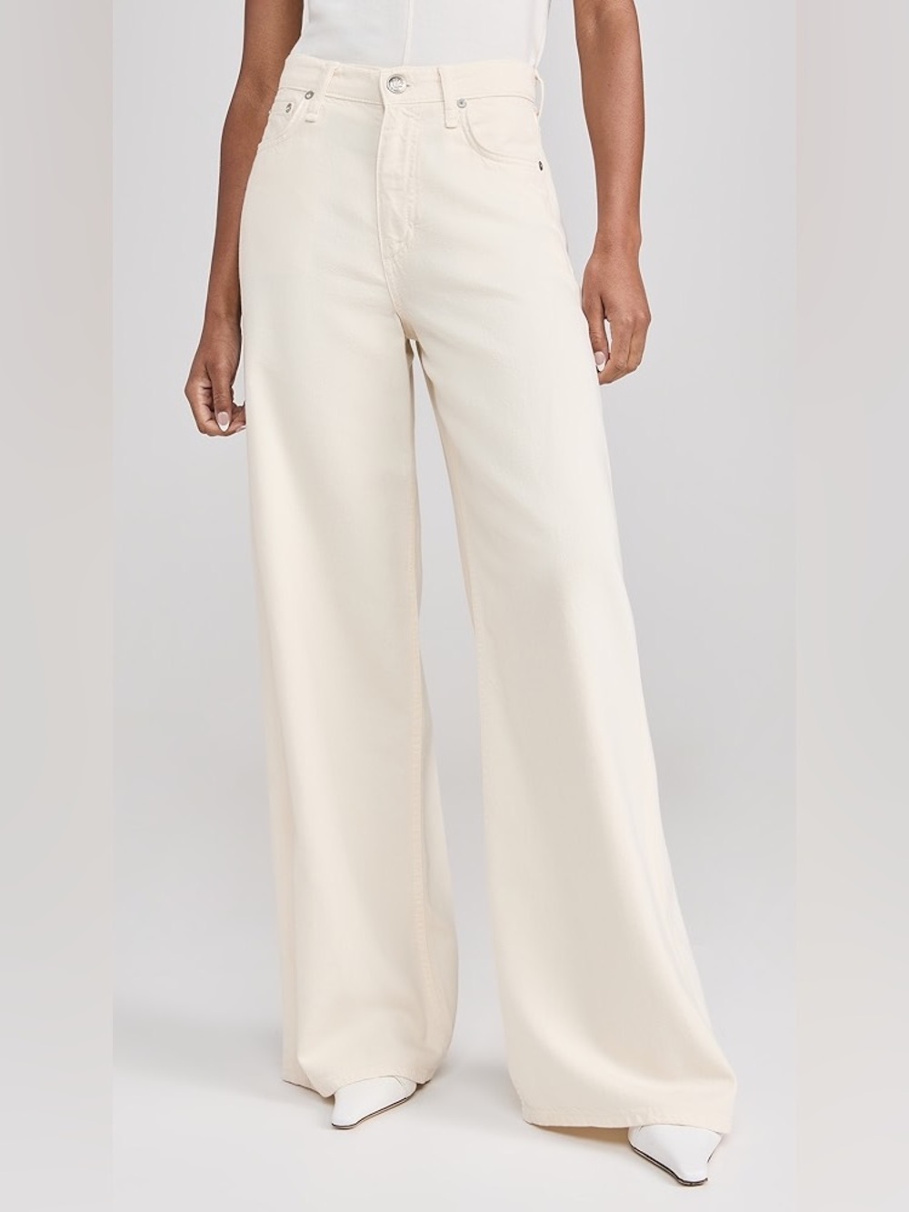 Rag‎ & Bone || Sofie Wide Leg Jeans in Featherweight Denim Ecru Cream Ivory 30